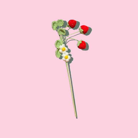 Crochet mini strawberry branch